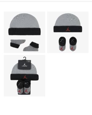 Completo berretto+ calzini- jordan bebe'(0-6 mesi) bianco/grigio/rosa/azzurro/baige