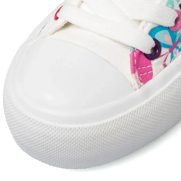 Sneakers alte da ragazza bianche con stampe e occhielli multicolore 10 Baci - immagine 5