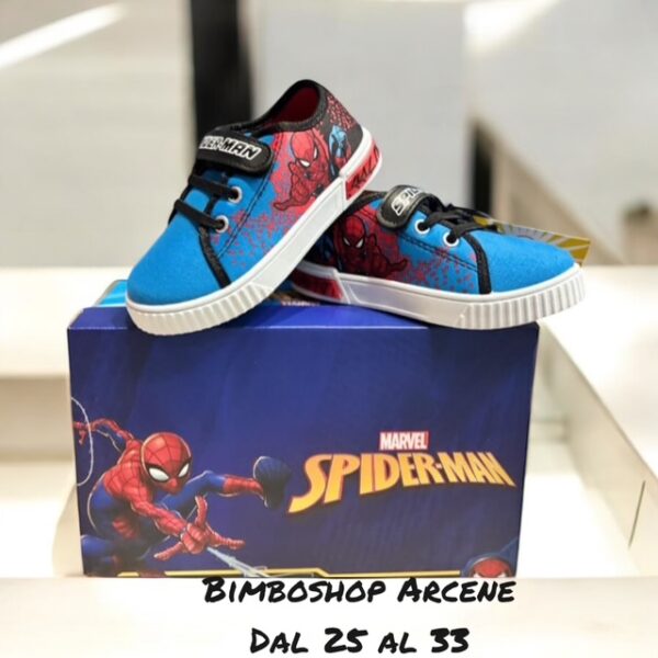 Sneakers in tela con luci Marvel Spiderman blu- rosso - immagine 2