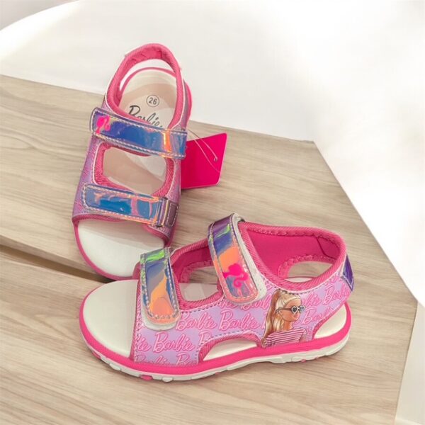 Sandali rosa da Bambina con dettagli metallizzati e stampa Barbie - immagine 4