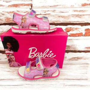 Sandali rosa da Bambina con dettagli metallizzati e stampa Barbie