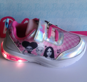 Sneakers Fucsia da Bambina con Luci nella Suola e stampa logo Barbie