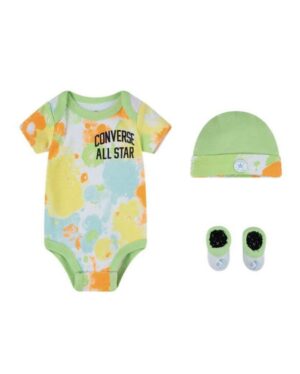 Set 3 pezzi converse cappellino + body + babbucce (0-6 mesi)