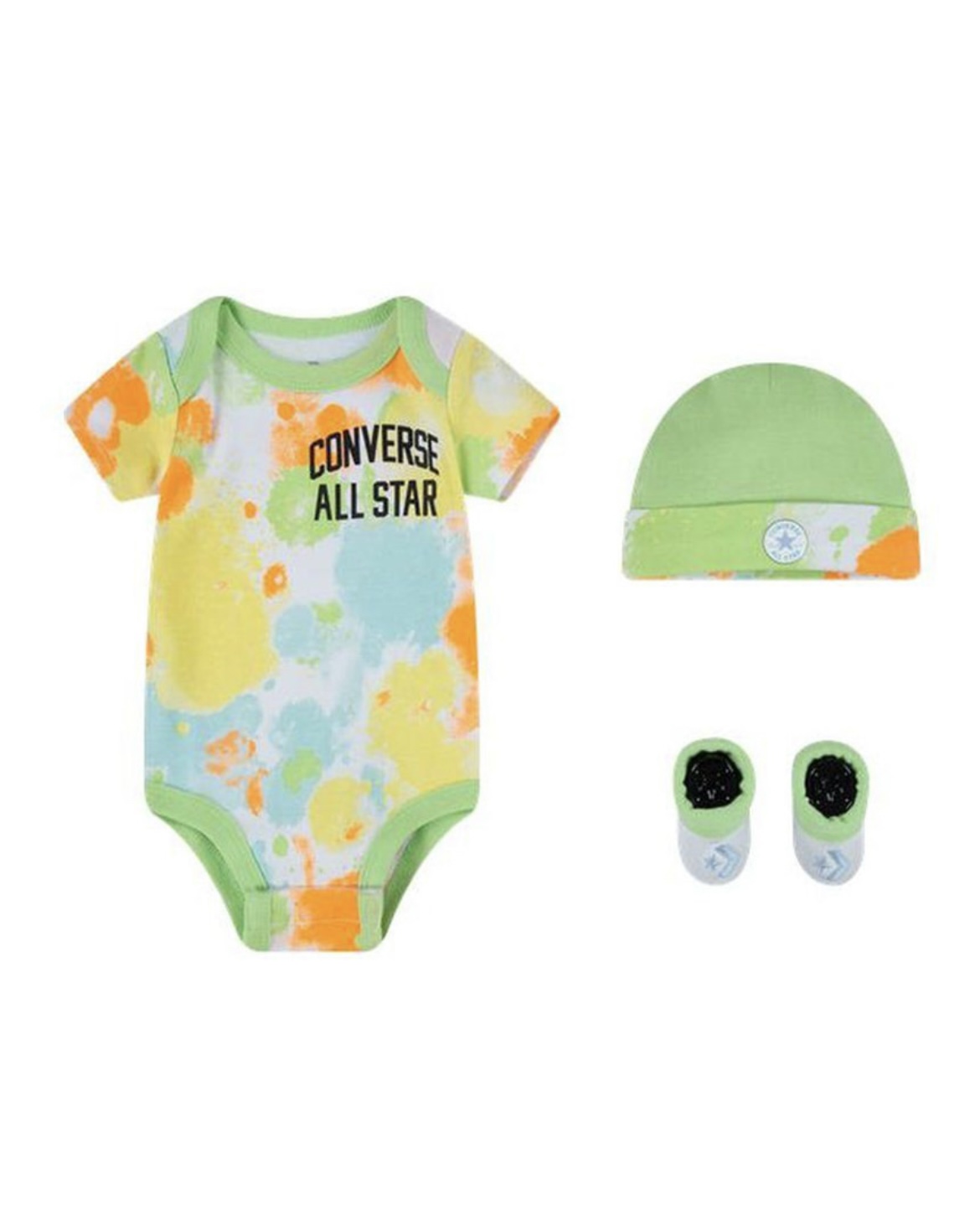 Set 3 pezzi converse cappellino + body + babbucce (0-6 mesi)