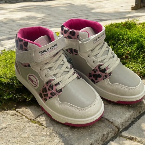 ENRICO COVERI SPORTSWEAR - Sneakers bianca o nera alta con strappo e patch posteriore  glitterati - immagine 2