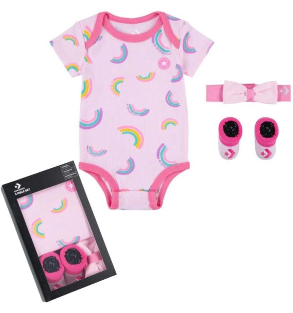 Completo Converse Rainbows 3 Pezzi Set Rosa (0-6 mesi)