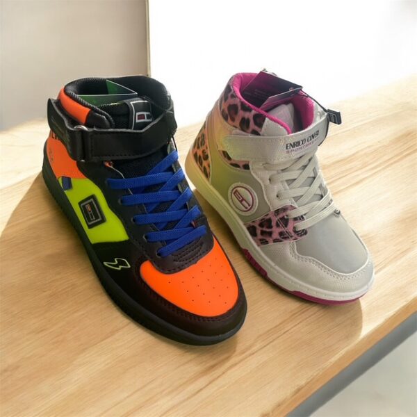 ENRICO COVERI SPORTSWEAR - Sneakers bianca o nera alta con strappo e patch posteriore  glitterati