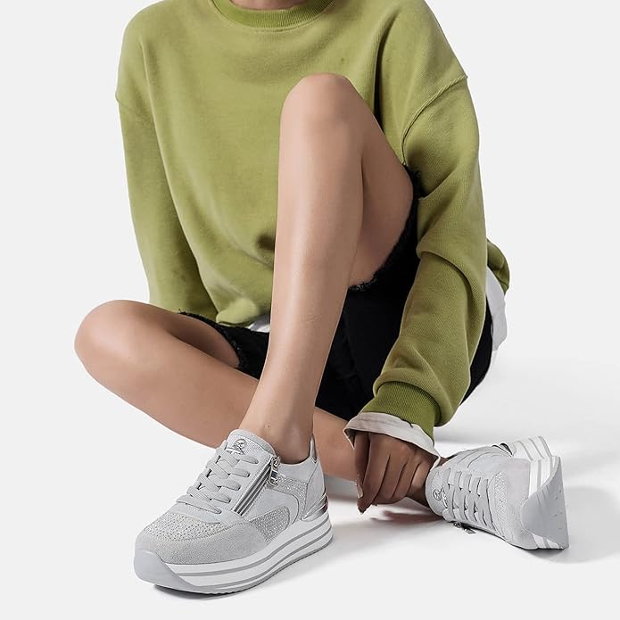 Queen Helena Sneakers donna stringate con platform