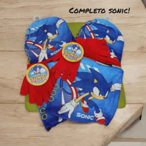 Set Invernale Bambini Sonic | Cappello Guanti Scaldacollo